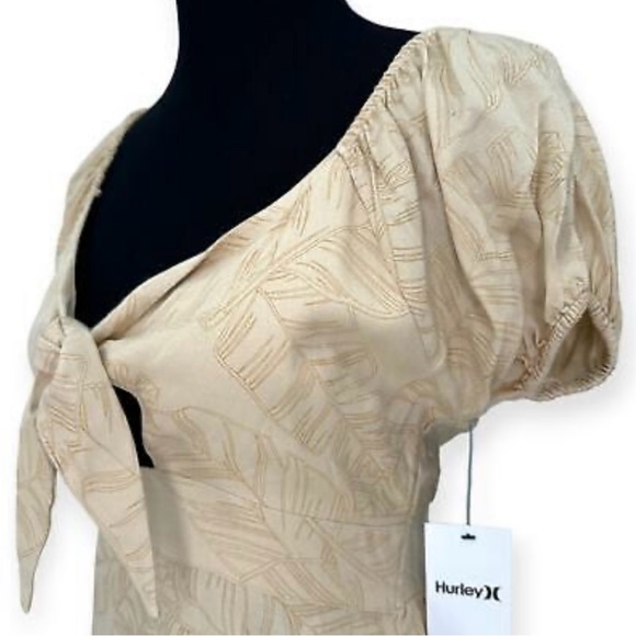 Hurley Beige Leaf Print Dress - Picture 2 of 5